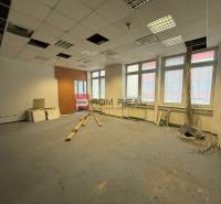 Prázdné kancelářské prostory s betonovou podlahou a kazetovým stropem, Bratislava - Staré Město.