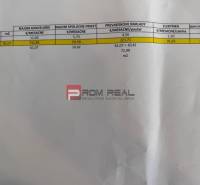 Ceník pronájmu kanceláří s poplatky, tabulka s výpočty a logem realitní kanceláře.