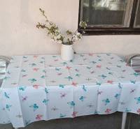 Exteriér rodinného domu na Salibské ulici v Horních Salibách s kovovým nábytkem.