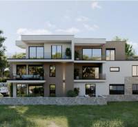 Rekreační apartmán v Murteru s moderní architekturou a velkými prosklenými plochami.