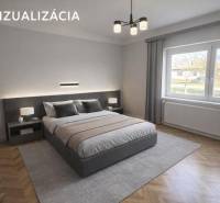 Ložnice v rodinném domě s kobercovým dekorem a postelí, velké okno s výhledem.