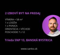 Nabídka 2-pokojového bytu na prodej na Třída SNP, Banská Bystrica, 58 m², lodžie.