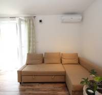 Světlo z okna v 1-pokojovém bytě s pohovkou, pracovním stolem a podlahou s dřevěným dekorem.