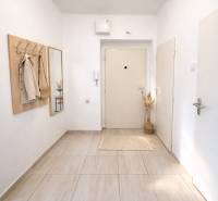 Vstupní chodba v 2-pokojovém bytě s věšákem a zrcadlem na světlých stěnách.