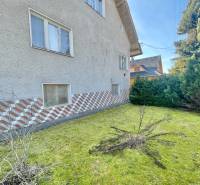 Rodinný dům v Terchové s travnatým pozemkem, obklopený keři a dekorativním obkladem.