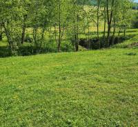 Zelený travnatý pozemek se třemi stromy na pozemku pro bydlení v ulici Vyšné Malatiny.