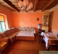 Obývací pokoj s rohovou sedačkou, podlahou s dřevěným dekorem a kachlovými kamny v rodinném domě.