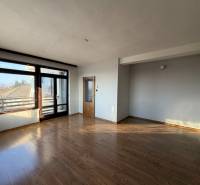 Pokoj v rodinném domě s podlahou s dřevěným dekorem, velkým oknem a dveřmi.