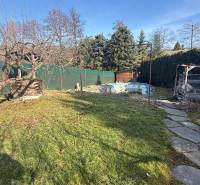 Zahrada rodinného domu v Lutile s dřevinami a chodníkem ve slunném prostředí.