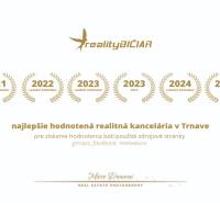 Ocenění pro realitní kancelář RealityBičiar za roky 2021 až 2024 v Trnavě.