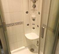 Sprchový kout s hydromasážními tryskami v 2-pokojovém bytě.