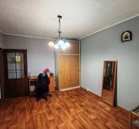 Pokoj ve 4pokojovém bytě s podlahou s dřevěným dekorem a pracovním stolem.