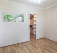 Pokoj s podlahou s dřevěným dekorem a vestavěnou skříní ve 3pokojovém bytě.