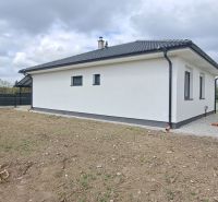 Rodinný dům v Selicích se zahradou a betonovým plotem za oblačného počasí.