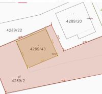 Katastrální mapa s parcelami 4289/43 a 4289/2 na ulici Búdková v Bratislavě.