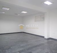 Prostorná komerční místnost s dlažbou a stropními svítidly, vhodná pro Pozemky - komerční.