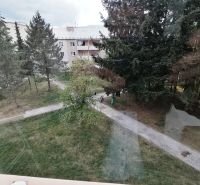 Výhled na zeleň a panelák z 1-pokojového bytu na Záborského ulici v Martině.