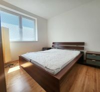 Ložnice se slunečním světlem, postelí, nočním stolkem a podlahou s dřevěným dekorem.