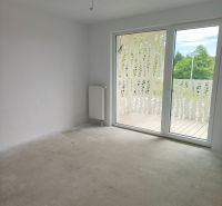 Pokoj v 2-pokojovém bytě s balkonem, velkým oknem a radiátorem na stěně.