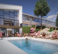 Na Zemplínské Šíravě se Rekreační apartmán s bazénem a terasou pyšní moderním designem.
