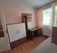 Pokoj ve 4pokojovém bytě s nábytkem a podlahou s dřevěným dekorem.