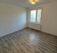 Pokoj ve 4pokojovém bytě s podlahou s dřevěným dekorem a oknem.