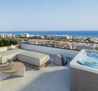 Rekreační apartmán v Canet d'En Berenguer s terasou, vířivkou a panoramatickým výhledem na město.
