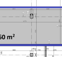 Půdorys obchodního prostoru o rozloze 60 m² na Mírovém náměstí v Senci.