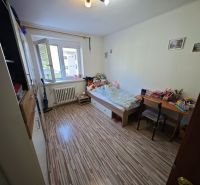 Dětský pokoj s podlahou s dřevěným dekorem v 2-pokojovém bytě plný hraček.