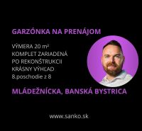 Inzerát na pronájem garsonky na Mládežnické v Banské Bystrici se všemi detaily.