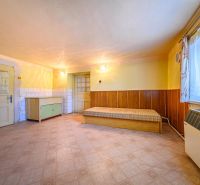Pokoj v rodinném domě s jedním lůžkem, skříňkou a laminátovou podlahou.