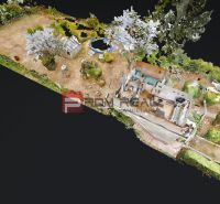 3D model chaty v Alžbětině dvoře v Miloslavově s venkovním prostorem a zahradou.