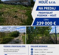 Průmyslový pozemek v Holíči s budovou, oplocením a přístupovou cestou.