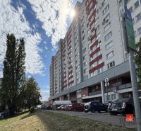 Pohled na bytovku na Šustekově ulici v Bratislavě-Petržalce, garsonka nabízí přilehlé parkoviště.