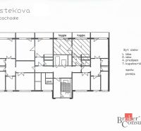 Půdorys garsonky v Bratislavě-Petržalce na Šustekově, 9. patro, se dvěma lodžiemi.