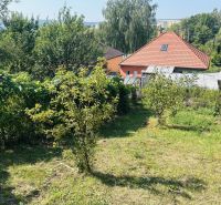 Zahrada u rodinného domu na Sabinovské ulici v Prešově s ovocnými stromy.