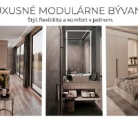 Interiér rodinného domu: kuchyně s podlahou s dřevěným dekorem, koupelna, ložnice s šatníkem.