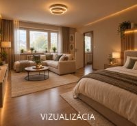 Elegantní obývací pokoj s pohodlným nábytkem a podlahou s dřevěným dekorem.