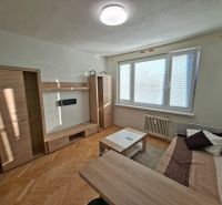 Garsonka se světlým nábytkem, pohovkou a podlahou s dřevěným dekorem.