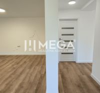 Prostorný prostor se světlými stěnami a podlahou s dřevěným dekorem ve 4pokojovém bytě.