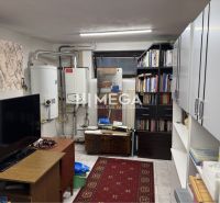 Knihovna v rodinném domě s televizí, koberec a úložný prostor.