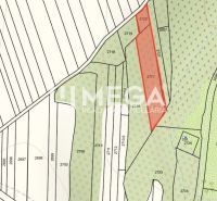 Katastrální mapa v oblasti Jasenov, ulice Jasenov, se zvýrazněnou plochou pro zvláštní nemovitosti.