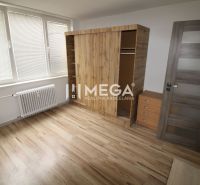 Interiér 3-pokojového bytu s dřevěným dekorem a velkou skříní.