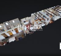 3D vizualizace interiéru rodinného domu s různými pokoji a nábytkem.