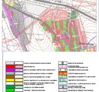 Územní plán v Mokrancích, znázorněné různé plochy a infrastruktura pro Pozemky - bydlení.
