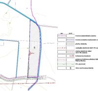 Katastrální mapa se síťovou infrastrukturou a legendou v Rešici, Zvláštní nemovitosti plochy výstavby.