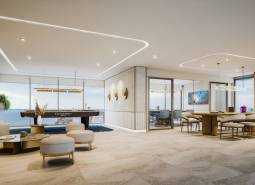 Luxusní interiér s výhledem, prostor na odpočinek a stolování, Výstavba bytů.