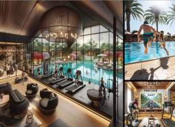 Výstavba bytů: Luxusní interiéry s bazénem, fitness centrem, rodinná atmosféra a relaxační zóny.
