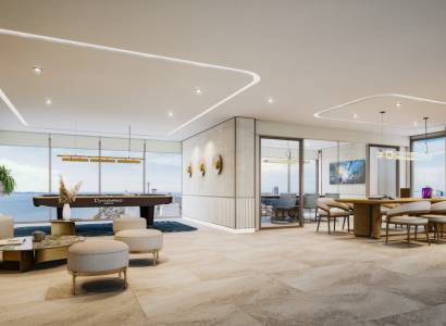 Luxusní interiér s výhledem, prostor na odpočinek a stolování, Výstavba bytů.