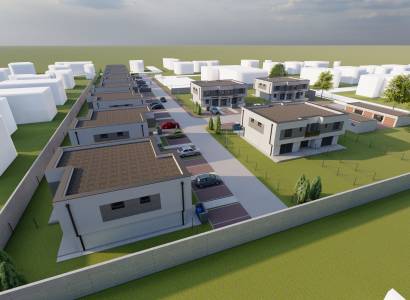 Vizualizace bytového komplexu na Triblavinské ulici v Chorvatském Grobu s oddělenými dvory.